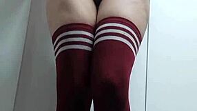 I try on topless and nude socks without panties