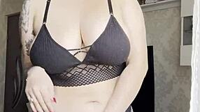 Hot lingerie blonde hand on pussy