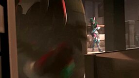 The tall giantess performs anal insertion and assfucking in this cartoon fetish video with sound