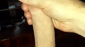 stroking my cock while watching hot transsexual cumshot