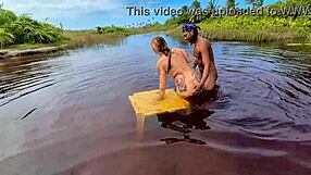 look at that adventurous couple getting caught flashing their big asses in the mangrove for wild bareback sex