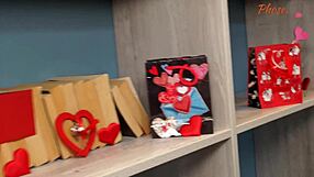 cute babe luna gets fucked in her black pantyhose on valentines day, bent over and spooning