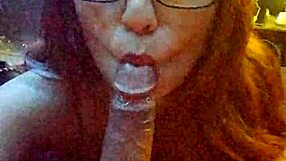 Submissive swallows cock and balls completely