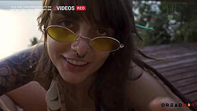 Pervertida flashes tits on beach and takes me to rocks for hot fuck