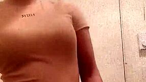 Hey, check out this ebony girl flashing her ass in the bathroom