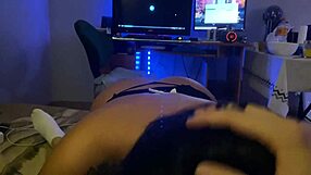 alice fire gives asian blowjob in lingerie