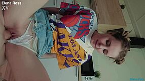 Elena Ross gives handjob during intense workout with monster cock.