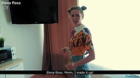 Elena Ross gives handjob during intense workout with monster cock.