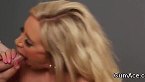 Peculiar Peach Swallows Sperm Facial Cumshot