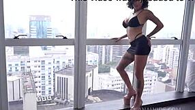 Busty Brazilian goddess takes three huge cocks