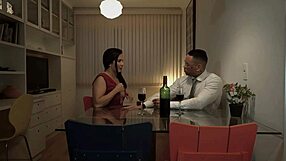 I made my husband watch as I licked and used a strapon on a brunette with big natural tits