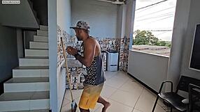 caught neighbor stealing panties, got so turned on let him fuck my ass