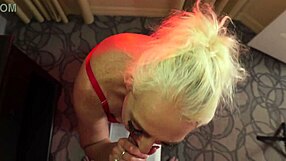 blonde milf passionately worships cock with sloppy deepthroat blowjob