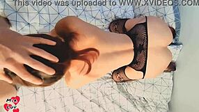 long leged pawg in stockings gets a load