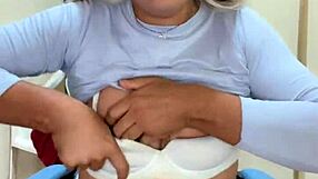 why is this rich trans jerking off her small tits?