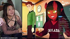 Teen reacts to succubus while masturbating