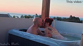 Intense hot tub blowjob with small cock and big tits