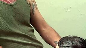 this old cuckold gets humiliated with blowjob.