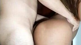 Teen amateur takes big cock creampie in ass standing up