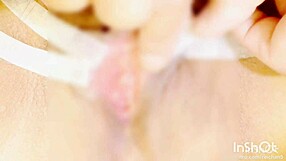 asian japanese girl bound in bondage massages her clit