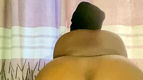 whore pleasing herself with dildo in big tits ebony masturbation