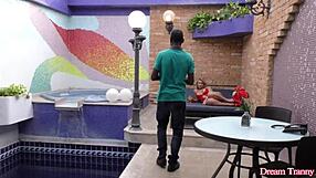 TS Pamela Lenvisk takes black cock deep in ass until she cums