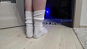 Those delicate legs in sneakers await you.