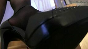 Suggestive shoe licking by office bitch at work