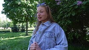 I, the cute blondie, flashed in the park and had a steamy fuck with cum coverd tits.