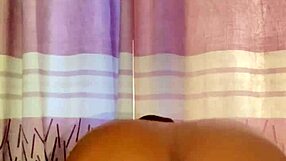 whore pleasing herself with dildo in big tits ebony masturbation