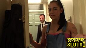 Submissive Woman In White Fishnet Stockings Bent Over For Rough Cowgirl Fuck And Cum In Mouth