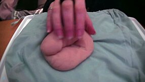 Amateur plays with a soft limp fake toy without audio