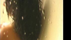 Island hottie gives blowjob in shower!