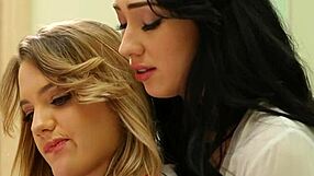 gorgeous teen lesbo rims another babe with fingering and oral