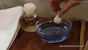 Busty Lesbian Slave with Natural Tits Masturbates Bound by Mistress