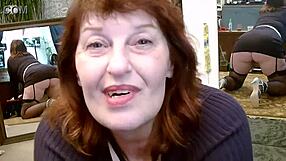 Dirty mouthed dawnskye1962 teases in fishnets and heels before mirrors