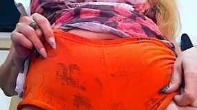 the blonde married woman confidently shows off her body on camera for fetish fans