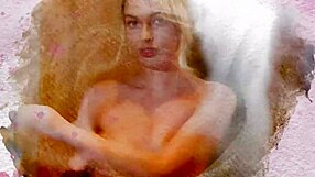 Blonde babe exposes body in lingerie