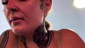 influencer in thong at gym, bodybuilders stare at her wet pussy