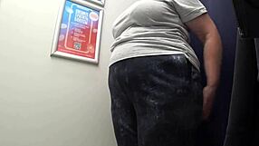 wow, camera catches curvy milf's big ass in satin panties at fitting room!