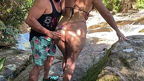 big-assed wife enjoys outdoor activity in the woods