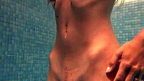 irina explores the pool underwater