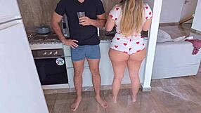 Wife cheats on husband, stepson knows and fucks her too part 1