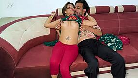 maid brings boyfriend to house for bisexual fun