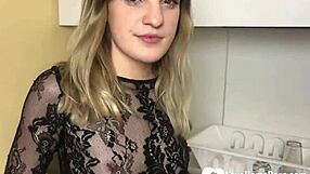 blonde hottie relaxes with legs wide spread