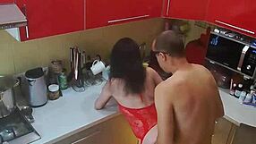 Intimate kitchen encounter