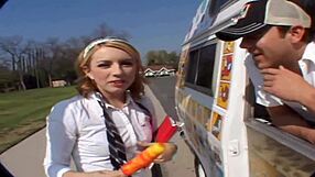 Lexi Belle, the Hairless Milf Mommy, Gets Assfucked by Ice Cream Man in Stockings and Heels