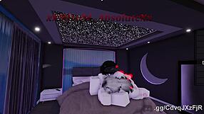 In Roblox condos, she sucks stranger's big cock, dives into pussy, for wild sex.