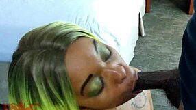 green hair ebony slut taking bbc backshots, screaming?