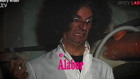 Lady Lada's hairy pussy and clit defeated in double cock blowjob